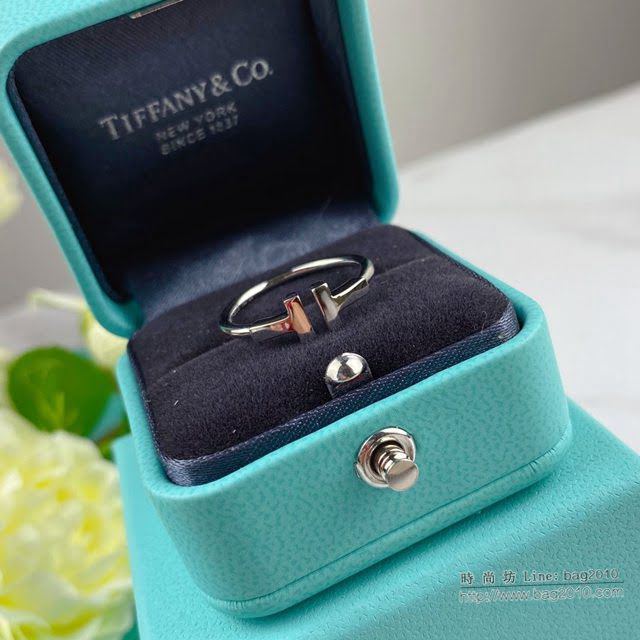 Tiffany純銀飾品 蒂芙尼女士專櫃爆款光面蒂芙尼雙t開口戒指  zgt1607